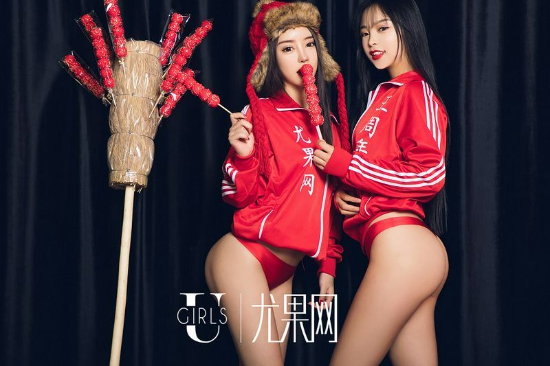 嫩模美女喜庆红色诱惑写真